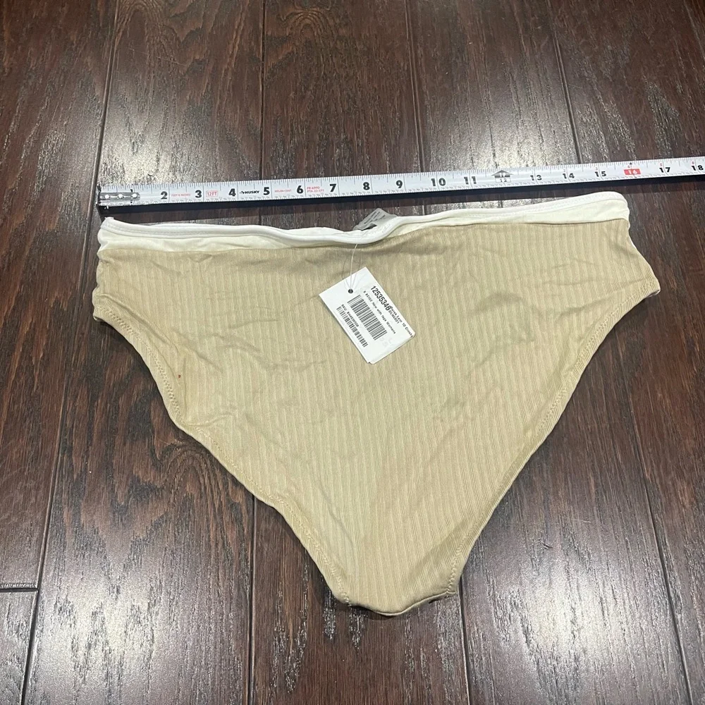 Derek Lam 10 Crosby Women Beige Front Lace Banded Bottom Swimwear Size Large New